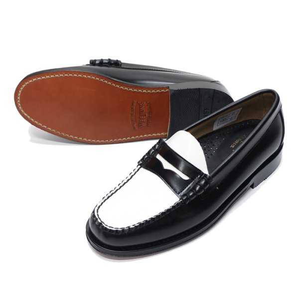 画像3: G.H.BASS(ジーエイチバス)LARSON Moc Penny Loafer(ラーソン:モックペニーローファー)"Leather Sole" / Black×White(ブラック×ホワイト) (3)