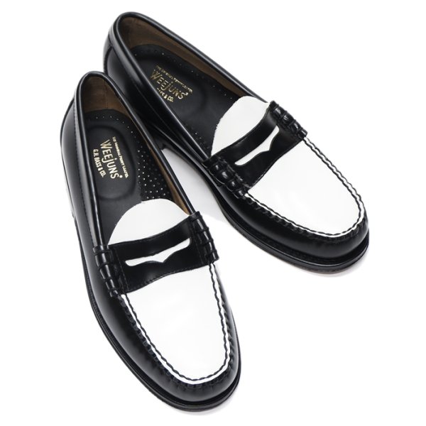画像4: G.H.BASS(ジーエイチバス)LARSON Moc Penny Loafer(ラーソン:モックペニーローファー)"Leather Sole" / Black×White(ブラック×ホワイト) (4)