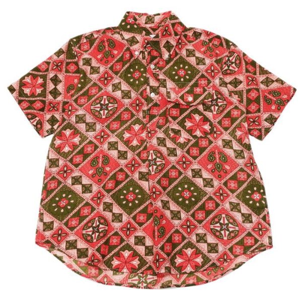 画像1: ENGINEERED GARMENTS（エンジニアードガーメンツ）Popover BD Shirt（ポップオーバーボタンダウンシャツ）"Cotton Ethno Print"/ Pink×Olive（ピンク×オリーブ） (1)