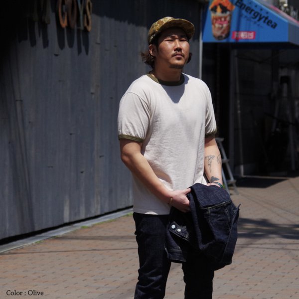 画像12: Good On(グッドオン)Short Sleeve Ringer Tee(ショートスリーブリンガーTシャツ)"Reactive Dye" / Orange(オレンジ)・Smoky Blue(スモーキブルー)・Olive(オリーブ) (12)