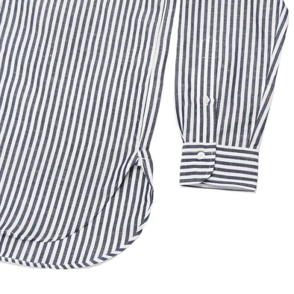 画像5: *A VONTADE(アボンタージ)Banded Collar Shirts(バンドカラーシャツ)"Cotton Linen Chambray" / Navy Stripe(ネイビーストライプ) (5)