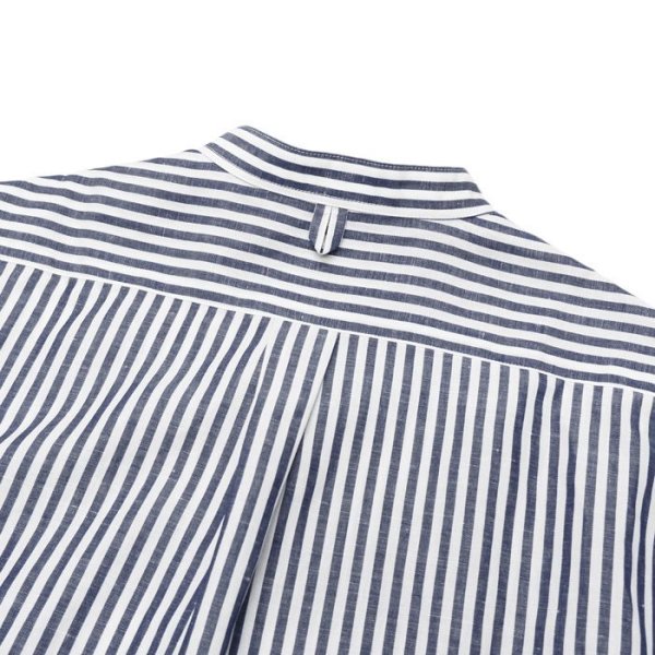 画像6: *A VONTADE(アボンタージ)Banded Collar Shirts(バンドカラーシャツ)"Cotton Linen Chambray" / Navy Stripe(ネイビーストライプ) (6)