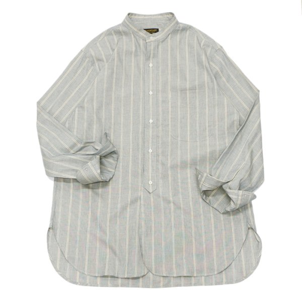 画像1: *A VONTADE（アボンタージ）Banded Collar Shirts（バンドカラーシャツ）"End on End Broad" / Blue Stripe（ブルーストライプ）※Mサイズのみ (1)
