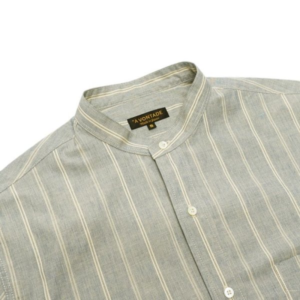 画像3: *A VONTADE（アボンタージ）Banded Collar Shirts（バンドカラーシャツ）"End on End Broad" / Blue Stripe（ブルーストライプ）※Mサイズのみ (3)