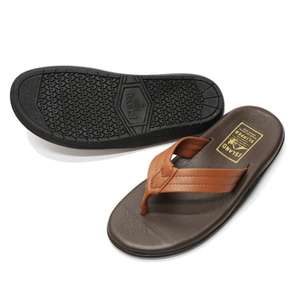 画像2: ISLAND SLIPPER(アイランドスリッパ)PB202 (レザートングサンダル・ブラックソール) / Chocolate×Whisky(チョコレート×ウイスキー) (2)