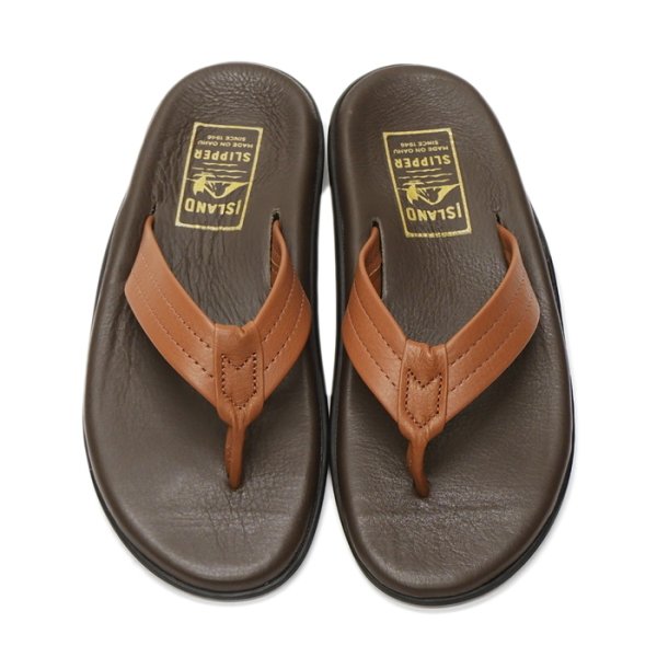 画像3: ISLAND SLIPPER(アイランドスリッパ)PB202 (レザートングサンダル・ブラックソール) / Chocolate×Whisky(チョコレート×ウイスキー) (3)