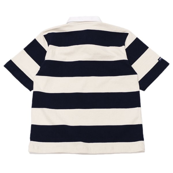 画像2: BARBARIAN(バーバリアン)カジュアルラガーシャツショートスリーブ ”TWO COLOUR STRIPES" / Navy×Ivory(ネイビー×アイボリー) (2)