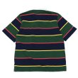 画像2: BARBARIAN（バーバリアン）Light Weight Rugby Collar Shirt S/S（ライトウェイト ラグビーカラーシャツS/S） ”ALTERNATING STRIPES" / Navy×Gold×Bottle×Red（ネイビー×ゴールド×ボトル×レッド） (2)