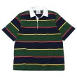 画像1: BARBARIAN（バーバリアン）Light Weight Rugby Collar Shirt S/S（ライトウェイト ラグビーカラーシャツS/S） ”ALTERNATING STRIPES" / Navy×Gold×Bottle×Red（ネイビー×ゴールド×ボトル×レッド） (1)