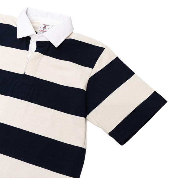画像4: BARBARIAN(バーバリアン)カジュアルラガーシャツショートスリーブ ”TWO COLOUR STRIPES" / Navy×Ivory(ネイビー×アイボリー) (4)