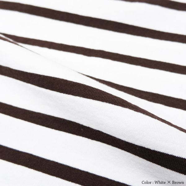 画像10: BARBARIAN（バーバリアン）W's Casual Crew Neck Shirt S/S（ウィメンズカジュアルクルーネックシャツショートスリーブ ）”TWO COLOUR STRIPES"  / White×Apple（ホワイト×アップル）・White×Brown（ホワイト×ブラウン） (10)