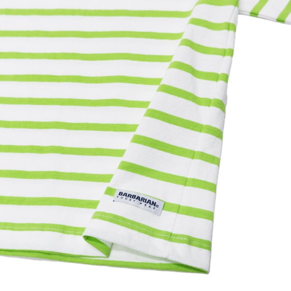 画像8: BARBARIAN（バーバリアン）W's Casual Crew Neck Shirt S/S（ウィメンズカジュアルクルーネックシャツショートスリーブ ）”TWO COLOUR STRIPES"  / White×Apple（ホワイト×アップル）・White×Brown（ホワイト×ブラウン） (8)