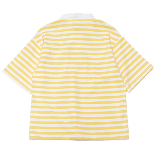 画像2: BARBARIAN（バーバリアン）W's Casual Henry Neck Shirt S/S（ウィメンズ カジュアルヘンリーネックシャツショートスリーブ） "BASQUE STRIPES" / Yellow×White（イエロー×ホワイト） (2)