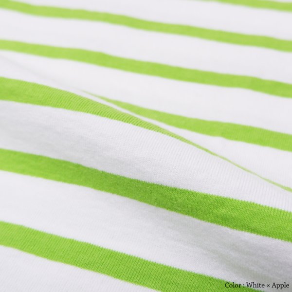 画像9: BARBARIAN（バーバリアン）W's Casual Crew Neck Shirt S/S（ウィメンズカジュアルクルーネックシャツショートスリーブ ）”TWO COLOUR STRIPES"  / White×Apple（ホワイト×アップル）・White×Brown（ホワイト×ブラウン） (9)