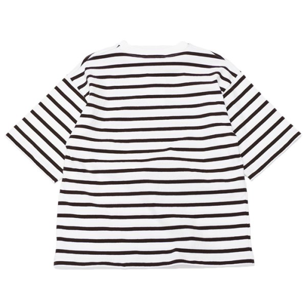 画像5: BARBARIAN（バーバリアン）W's Casual Crew Neck Shirt S/S（ウィメンズカジュアルクルーネックシャツショートスリーブ ）”TWO COLOUR STRIPES"  / White×Apple（ホワイト×アップル）・White×Brown（ホワイト×ブラウン） (5)