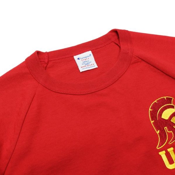 画像3: Champion（チャンピオン）T1011 US Print Raglan Sleeve T-Shirt（ティーテンイレブンUSプリントラグランスリーブTシャツ）"USC・Made in USA" / Cardinal（カーディナル） (3)