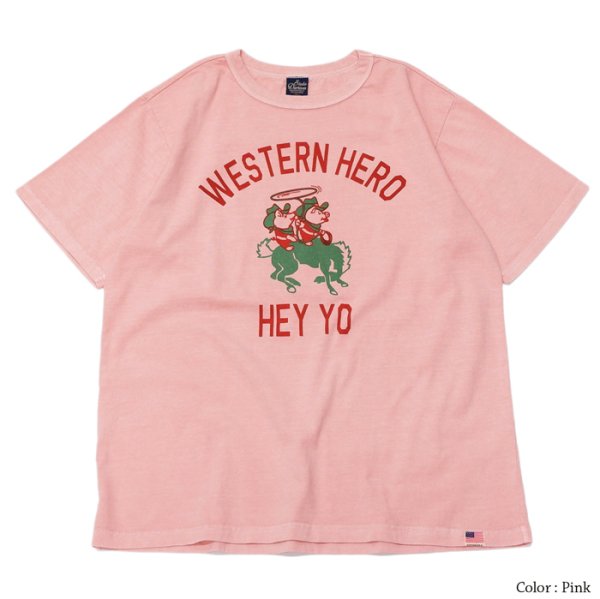 画像2: STUDIO D'ARTISAN（ステュディオ・ダ・ルチザン）USAコットンピグメント加工プリントＴシャツ"WESTERN HERO" / Pink（ピンク）・Black（ブラック）※XLサイズのみ (2)