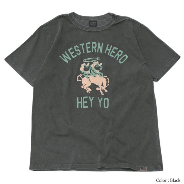 画像4: STUDIO D'ARTISAN（ステュディオ・ダ・ルチザン）USAコットンピグメント加工プリントＴシャツ"WESTERN HERO" / Pink（ピンク）・Black（ブラック）※XLサイズのみ (4)