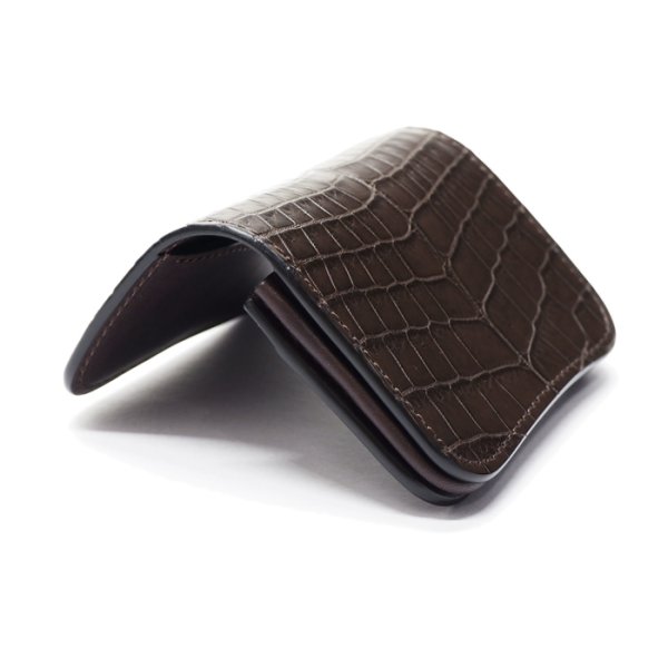 画像6: WILD SWANS（ワイルドスワンズ）GENERAL（ジェネラル）カードケース/チョコ"クロコダイル"×ダークブラウン"イングリッシュブライドル" (6)