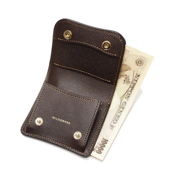 画像6: WILD SWANS(ワイルドスワンズ)PALM-V2(パームV2)コンパクトウォレット/ダークコニャック"シェルコードバン"×ダークブラウン"型押しイングリッシュブライドル" (6)