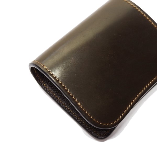 画像3: WILD SWANS(ワイルドスワンズ)PALM-V2(パームV2)コンパクトウォレット/ダークコニャック"シェルコードバン"×ダークブラウン"型押しイングリッシュブライドル" (3)