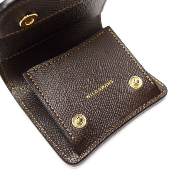 画像8: WILD SWANS(ワイルドスワンズ)PALM-V2(パームV2)コンパクトウォレット/ダークコニャック"シェルコードバン"×ダークブラウン"型押しイングリッシュブライドル" (8)