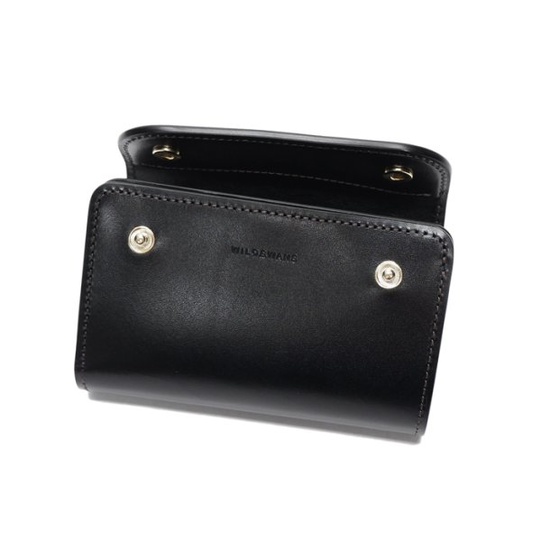 画像4: WILD SWANS(ワイルドスワンズ)BYRNE(バーン)3つ折りウォレット"サドルプルアップ"/Black(ブラック) (4)