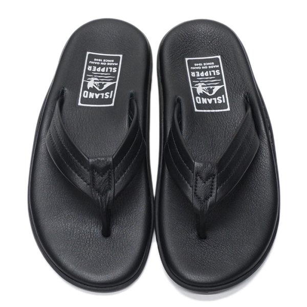 画像2: ISLAND SLIPPER(アイランドスリッパ)PB202 (レザートングサンダル・ブラックソール) / All Black(オールブラック) (2)