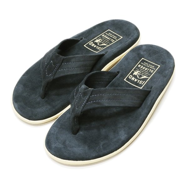 画像1: ISLAND SLIPPER（アイランドスリッパ）PT203 (レザートングサンダル) "Suede" / Navy（ネイビー） (1)