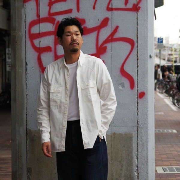 画像9: F.O.B FACTORY（エフオービーファクトリー）OX WORK SHIRT（オックスワークシャツ）"Heavy OX" / White（ホワイト） (9)
