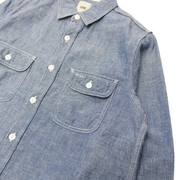 画像5: F.O.B FACTORY（エフオービーファクトリー）CHAMBRAY WORK SHIRT（シャンブレーワークシャツ）"5oz Selvedge Chambray" / Blue（ブルー） (5)