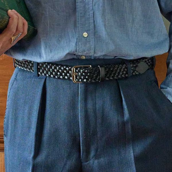 画像2: BEORMA（ベオーマ）28mm BASKET WEAVE PLAITED BELT（28mmメッシュベルト）/ Dk.Brown（ダークブラウン） (2)