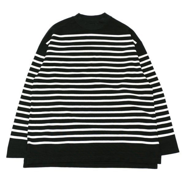 画像1: blurhms ROOTSTOCK（ブラームスルーツストック）Border Mock-neck（ボーダーモックネックシャツ）/Black×Natural（ブラック×ナチュラル）※サイズ3(L)のみ (1)