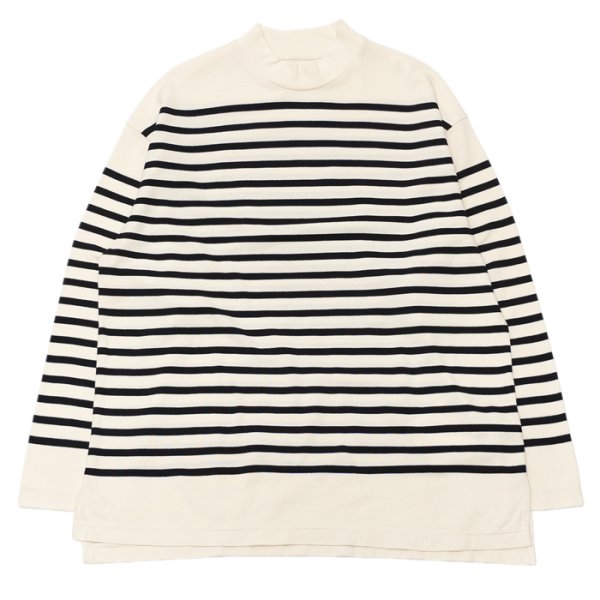 画像1: blurhms ROOTSTOCK（ブラームスルーツストック）Border Mock-neck（ボーダーモックネックシャツ）/Natural×Black（ナチュラル×ブラック）※サイズ3(L)のみ (1)