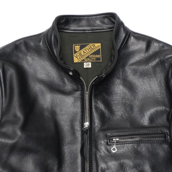 画像2: 【PointUp10%11/10迄】Y'2 LEATHER(ワイツーレザー)STEER OIL SINGLE RIDERS(ステアオイル シングルライダース)/Black(ブラック) (2)
