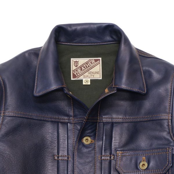 画像3: 【PointUp10%11/10迄】Y'2 LEATHER(ワイツーレザー)INDIGO HORSE 1st Type Jacket(インディゴホースファーストタイプジャケット)/Indigo(インディゴ) (3)