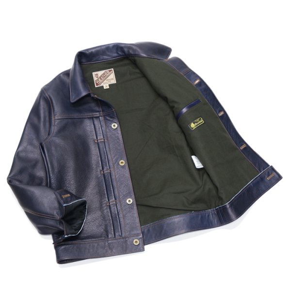 画像9: 【PointUp10%11/10迄】Y'2 LEATHER(ワイツーレザー)INDIGO HORSE 1st Type Jacket(インディゴホースファーストタイプジャケット)/Indigo(インディゴ) (9)