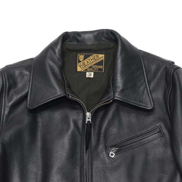 画像3: 【PointUp10%11/10迄】Y'2 LEATHER(ワイツーレザー)STEER OIL SINGLE RIDERS(ステアオイル襟付きシングルライダース)/Black(ブラック) (3)