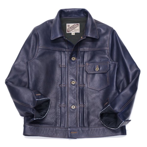 画像1: Y'2 LEATHER（ワイツーレザー）INDIGO HORSE 1st Type Jacket（インディゴホースファーストタイプジャケット）/Indigo（インディゴ） (1)