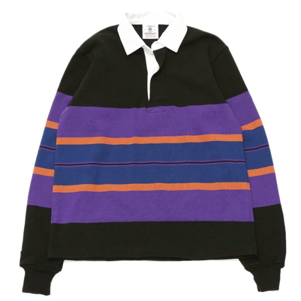 画像1: BARBARIAN（バーバリアン）Heavy Weight Rugby Collar Shirt（ヘビーウェイト ラグビーカラーシャツ）"BOLD MOUNTAINEER" / Black×Purple×Rust×D.Ocean（ブラック×パープル×ラスト×ダークオーシャン） (1)