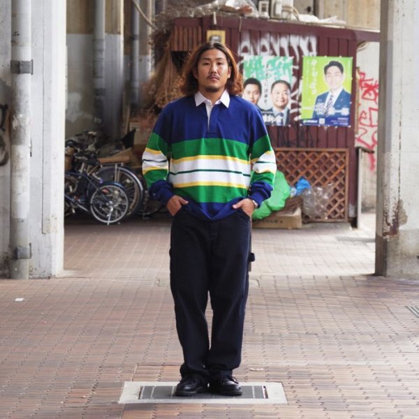 画像10: BARBARIAN(バーバリアン)Heavy Weight Rugby Collar Shirt(ヘビーウェイト ラグビーカラーシャツ)"BOLD MOUNTAINEER" / D.Ocean×Kelly×Yellow×White(ダークオーシャン×ケリーグリーン×イエロー×ホワイト) (10)