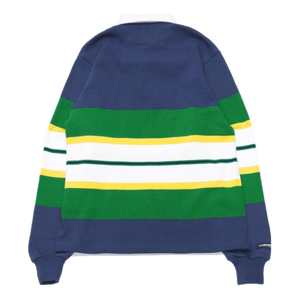 画像2: BARBARIAN(バーバリアン)Heavy Weight Rugby Collar Shirt(ヘビーウェイト ラグビーカラーシャツ)"BOLD MOUNTAINEER" / D.Ocean×Kelly×Yellow×White(ダークオーシャン×ケリーグリーン×イエロー×ホワイト) (2)