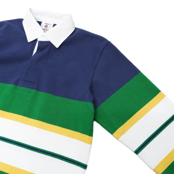 画像4: BARBARIAN(バーバリアン)Heavy Weight Rugby Collar Shirt(ヘビーウェイト ラグビーカラーシャツ)"BOLD MOUNTAINEER" / D.Ocean×Kelly×Yellow×White(ダークオーシャン×ケリーグリーン×イエロー×ホワイト) (4)