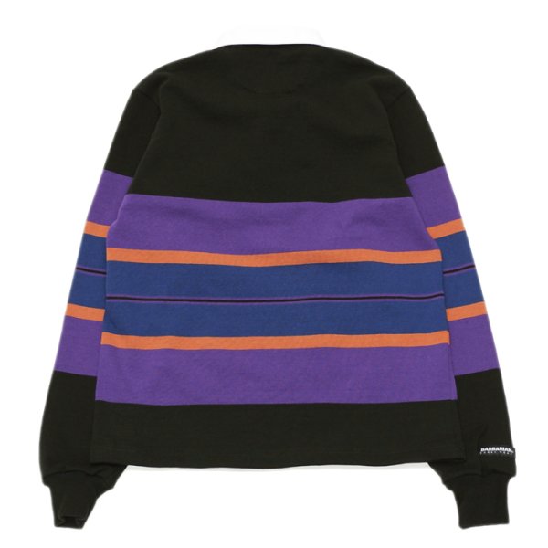 画像2: BARBARIAN(バーバリアン)Heavy Weight Rugby Collar Shirt(ヘビーウェイト ラグビーカラーシャツ)"BOLD MOUNTAINEER" / Black×Purple×Rust×D.Ocean(ブラック×パープル×ラスト×ダークオーシャン) (2)