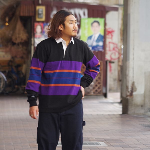 画像8: BARBARIAN(バーバリアン)Heavy Weight Rugby Collar Shirt(ヘビーウェイト ラグビーカラーシャツ)"BOLD MOUNTAINEER" / Black×Purple×Rust×D.Ocean(ブラック×パープル×ラスト×ダークオーシャン) (8)
