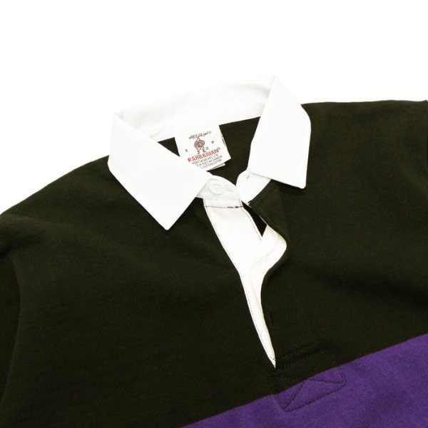 画像3: BARBARIAN(バーバリアン)Heavy Weight Rugby Collar Shirt(ヘビーウェイト ラグビーカラーシャツ)"BOLD MOUNTAINEER" / Black×Purple×Rust×D.Ocean(ブラック×パープル×ラスト×ダークオーシャン) (3)