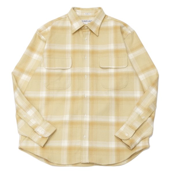画像1: INDIVIDUALIZED SHIRTS（インディビジュアライズドシャツ）OVER SHIRT（オーバーシャツ）"11oz. HEAVY FLANNEL"/Yellow Beige Plaid（イエローベージュ系チェック）※Mサイズのみ (1)