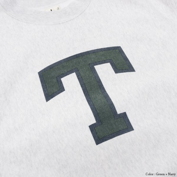 画像9: ※Exclusive※ blurhmsROOTSTOCK（ブラームスルーツストック）Soft&Hard Sweat Crew Neck P.O "T-50"（ソフト&ハードスウェットクルーネックプルオーバー"T-50"）Heather White / Green×Navy（グリーン×ネイビー） (9)