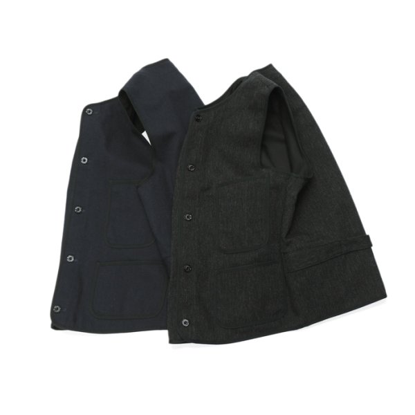 画像11: *A VONTADE(アボンタージ)CW Piping Vest(CWパイピングベスト)”British Wool Cotton Mil. Serge" / Dk.Charcoal(ダークチャコール) (11)