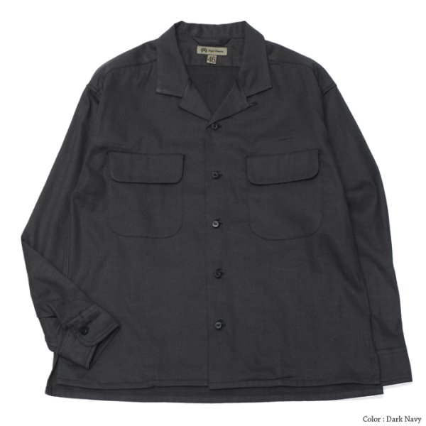 画像4: Nigel Cabourn（ナイジェル・ケーボン）OPEN COLLAR SHIRT（オープンカラーシャツ）"LINEN FLEECE" / Ivory（アイボリー）・Dark Navy（ダークネイビー） (4)